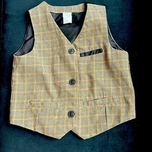H&M Little Boy Vest 12-18 month brown hair plaid